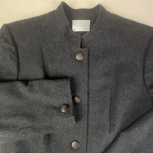 Vintage Pendleton Blazer Womens 18W Gray Wool Collarless Lined Made USA 80s